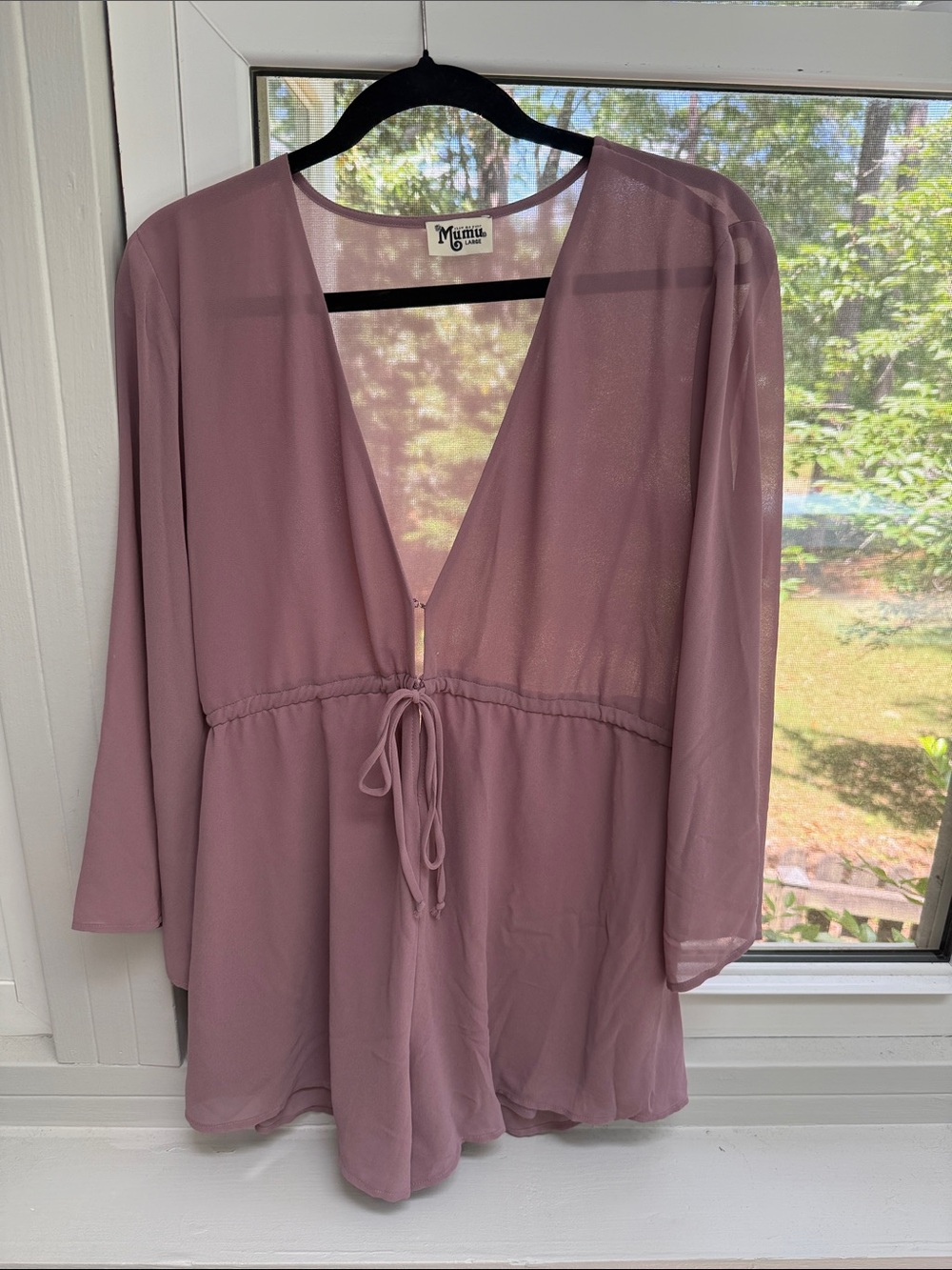 Show Me Your MuMu Mauve Pink Sheer V-Neck Romper Sz L